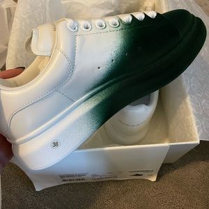 Alexander McQueen green ombré velvet sprayed sneakers